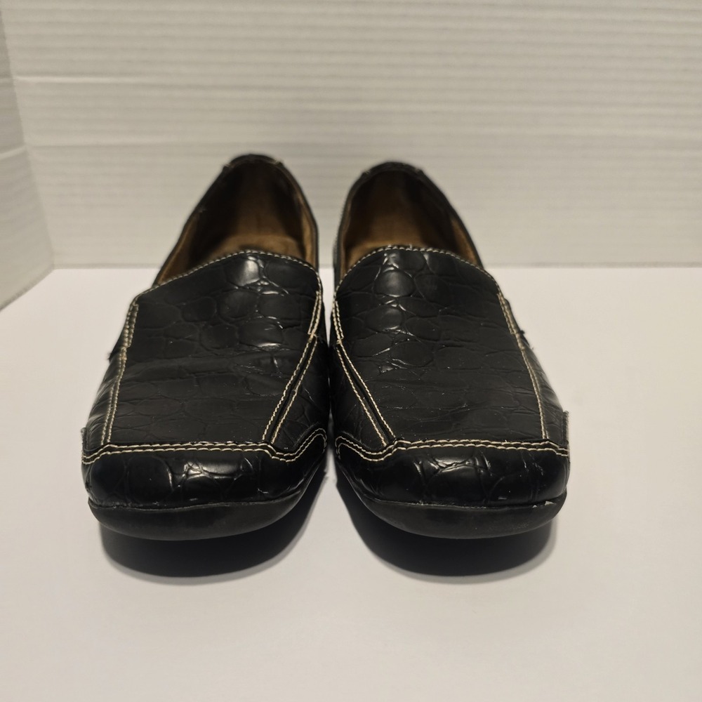 Natural Soul Naturalizer Crocodile Black Loafers Shoes Slip On Women's Size‎ 8 M